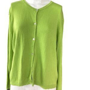 Vintage Coldwater Creek green cardigan, size PLG.  0621